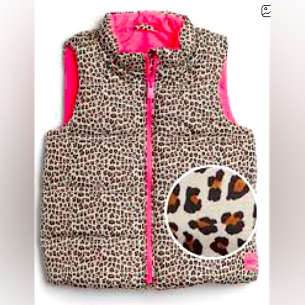 🎁NWT Baby Gap Leopard/Pink Puffer Vest- 2 YR Toddler